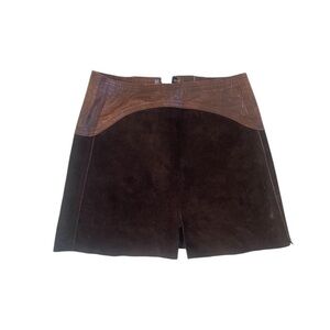 Vintage 70s Suede and Leather Skirt